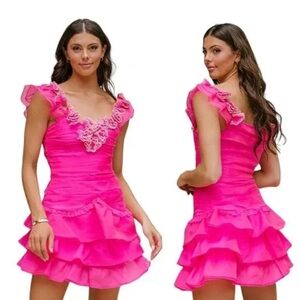 NEW love shack fancy chaya dress in flirty fuschia size 2